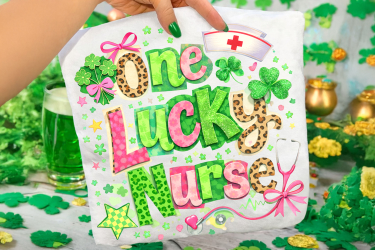 Retro One Lucky Nurse PNG, St Patricks Day Nurse PNG, Nurse
