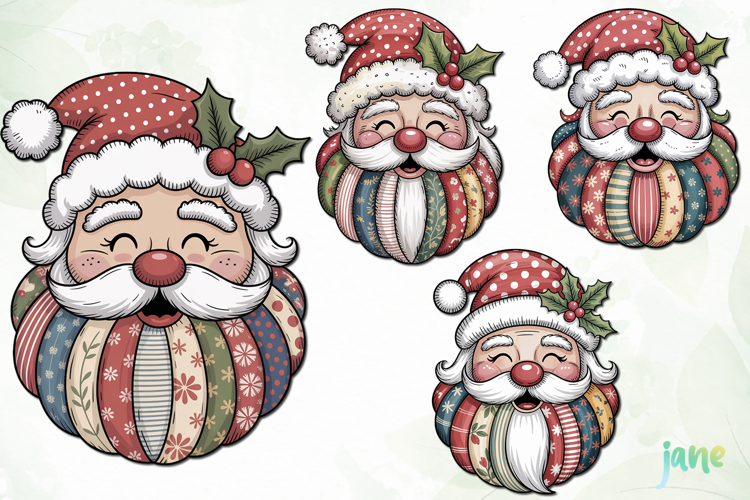 Retro Patchwork Santa Claus Sublimation