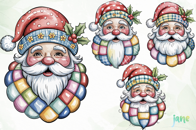 Retro Patchwork Santa Claus Sublimation