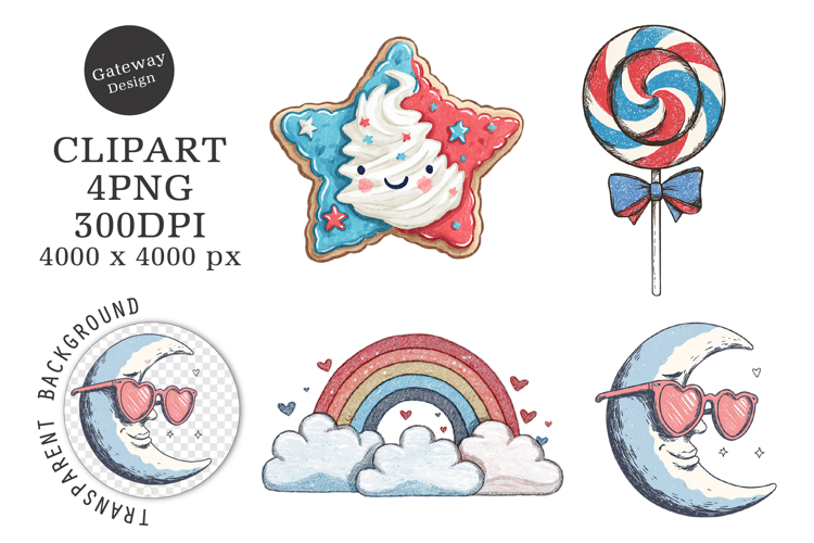 Retro Patriotic 4th Of July Clipart