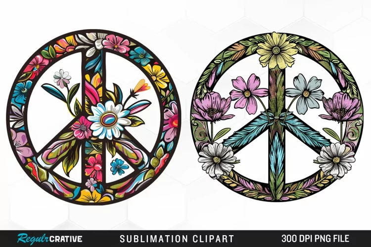 Retro Peace Sign Design Clipart