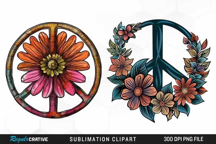 Retro Peace Sign Design Clipart
