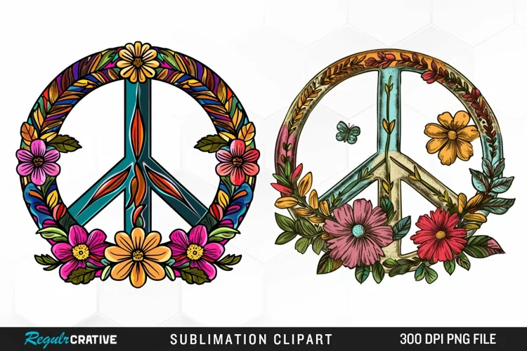 Retro Peace Sign Design Clipart