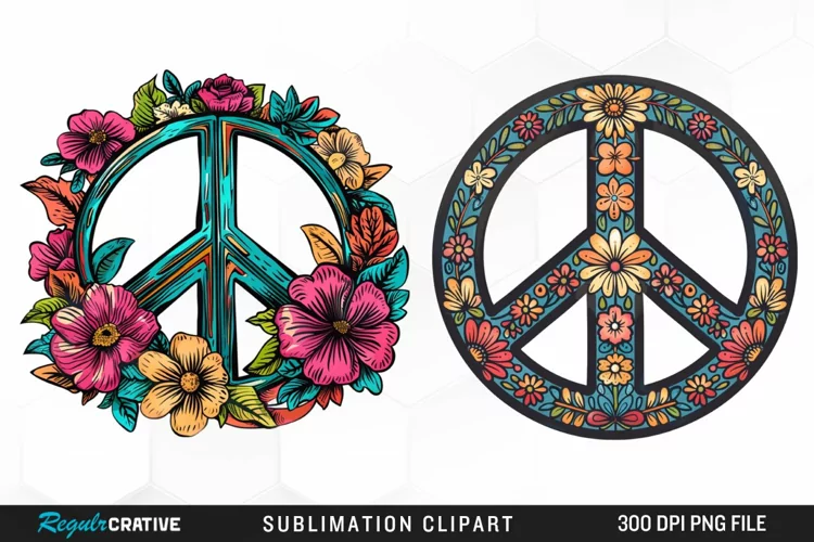 Retro Peace Sign Design Clipart