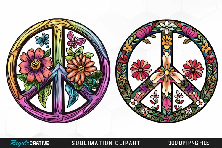 Retro Peace Sign Design Clipart