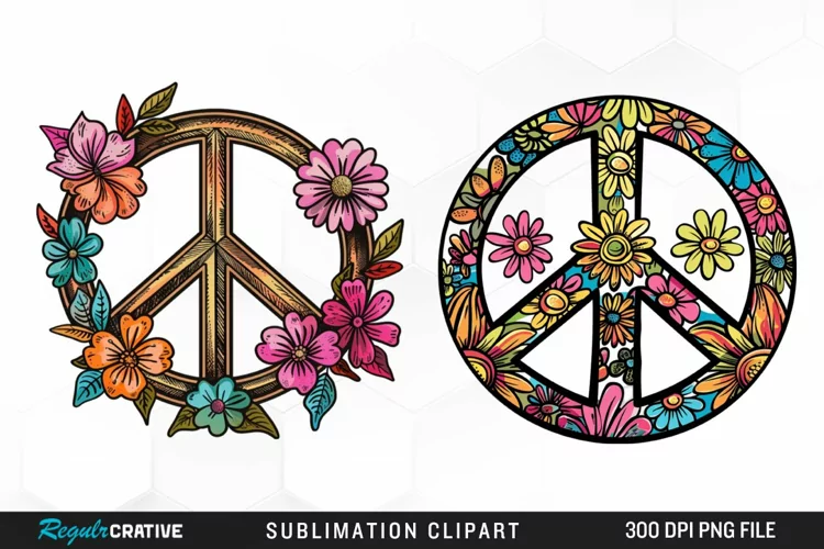 Retro Peace Sign Design Clipart