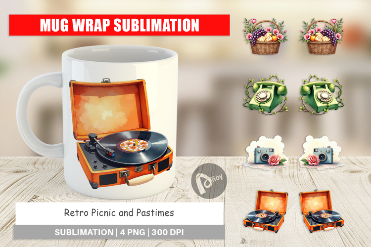 Retro Picnic & Pastimes Mug Wrap