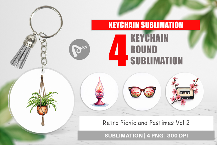 Retro Picnic & Pastimes Keychain