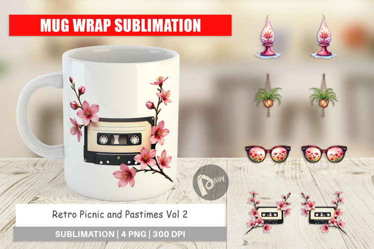 Retro Picnic & Pastimes Mug Wrap