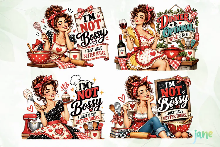 Retro Pin Up Housewife PNG