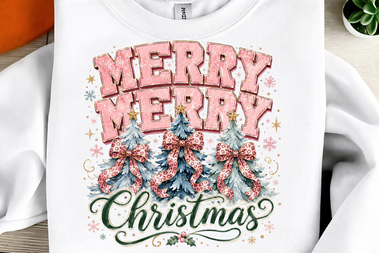 Retro Pink Merry Christmas tree Png