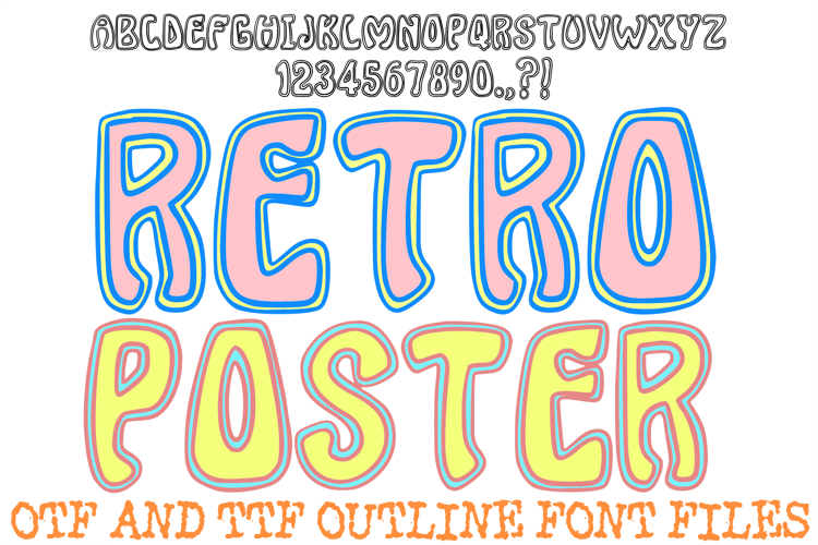 Retro Poster Lettering Font Hand Drawn Vintage Hippy ABC OTF