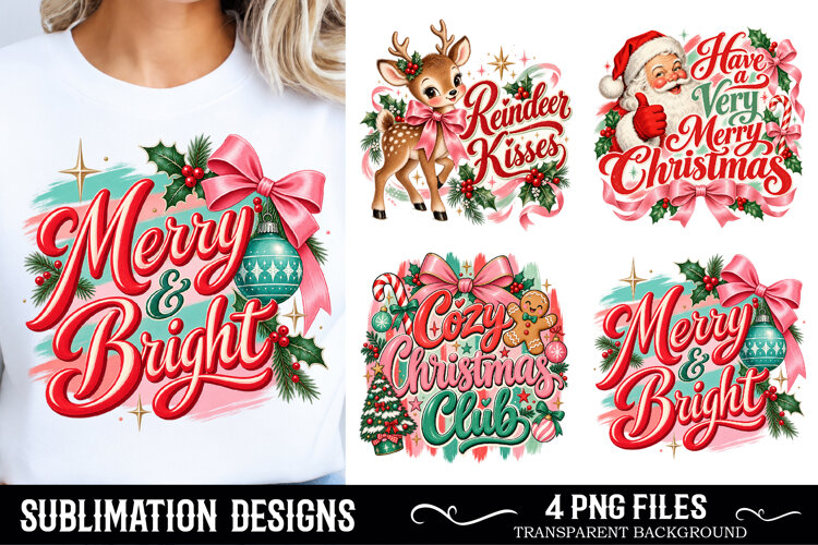 Retro Preppy Candy Coquette Girly Christmas sublimation example image 1