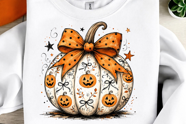 Retro Preppy Fall Pumpkin png