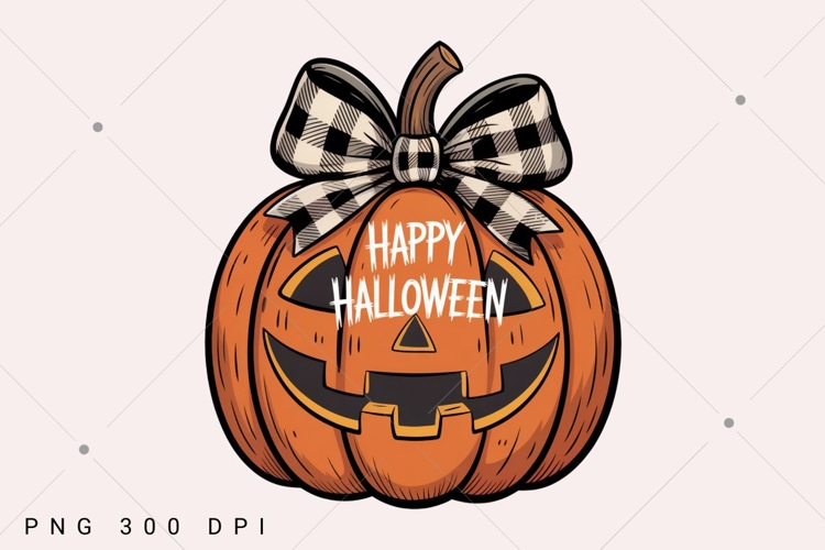 Retro Preppy Fall Pumpkin png, Halloween Jack O’ Lantern png example image 1