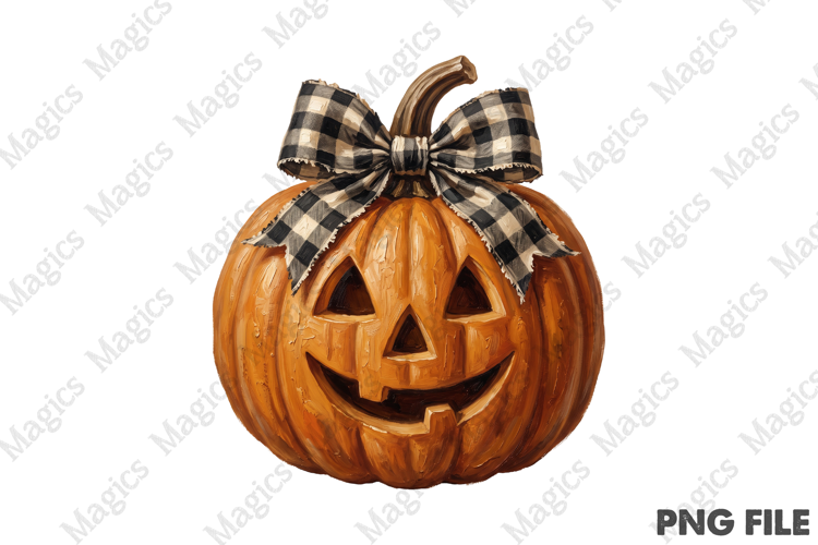 Retro Preppy Halloween Pumpkin PNG