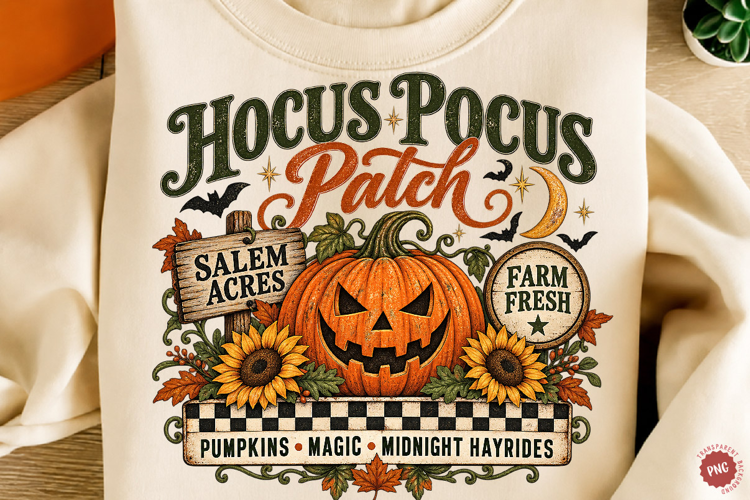Retro Pumpkin Halloween Hocus Pocus PNG
