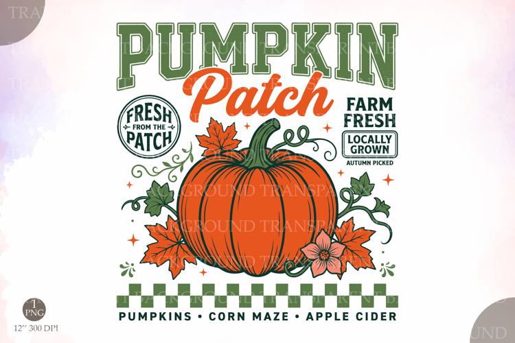 Retro Pumpkin Patch Png, Trendy Fall Sublimation Design