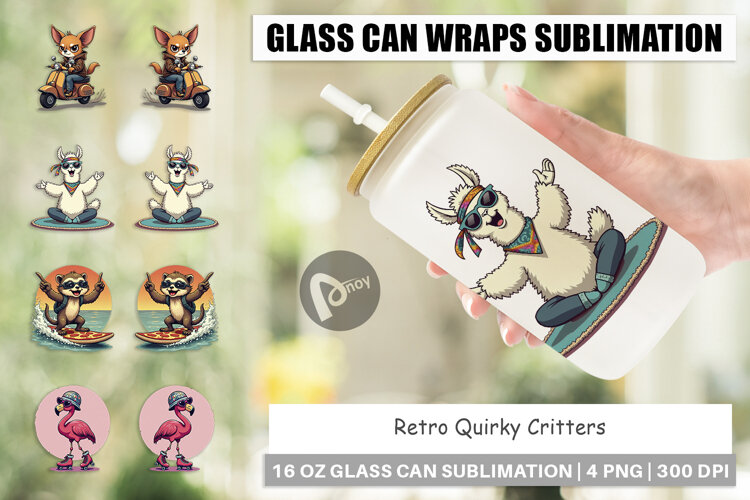 Glass Can Retro Quirky Critters example image 1