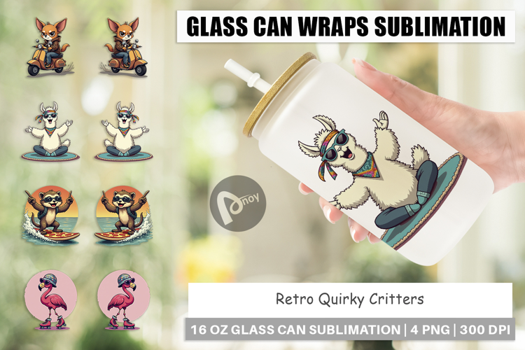 Glass Can Retro Quirky Critters