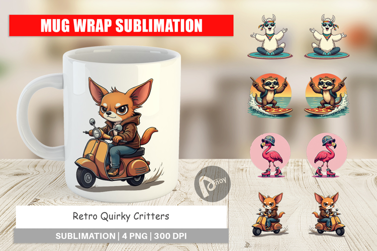 Mug Wrap Retro Quirky Critters
