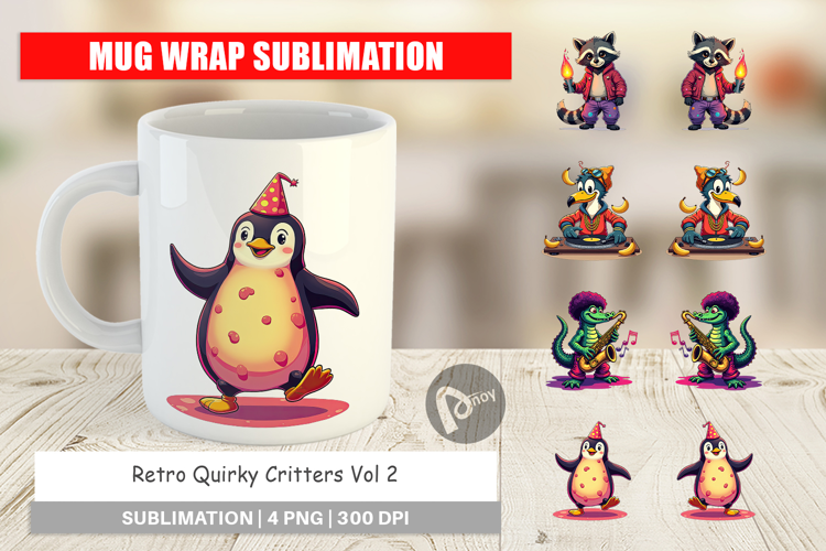 Mug Wrap Retro Quirky Critters