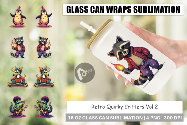 Glass Can Retro Quirky Critters example image 1