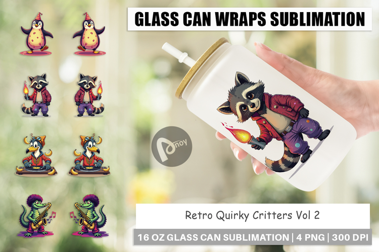 Glass Can Retro Quirky Critters