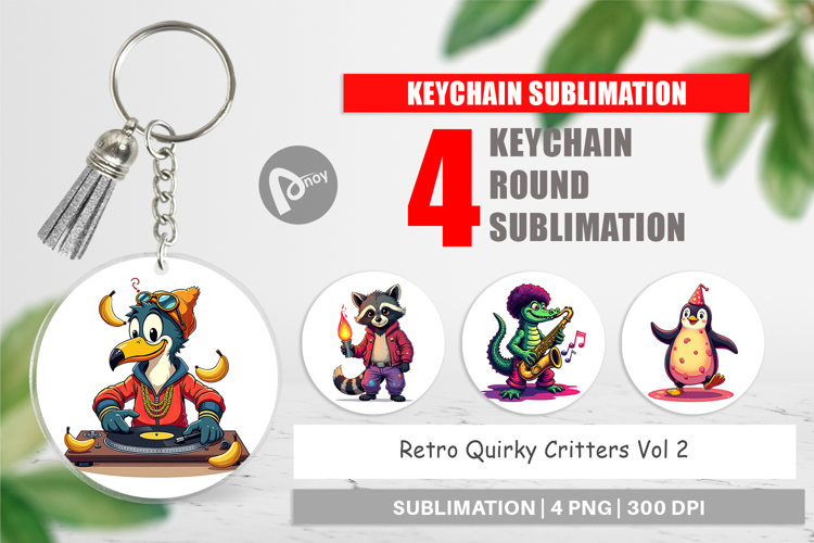 Keychain Retro Quirky Critters