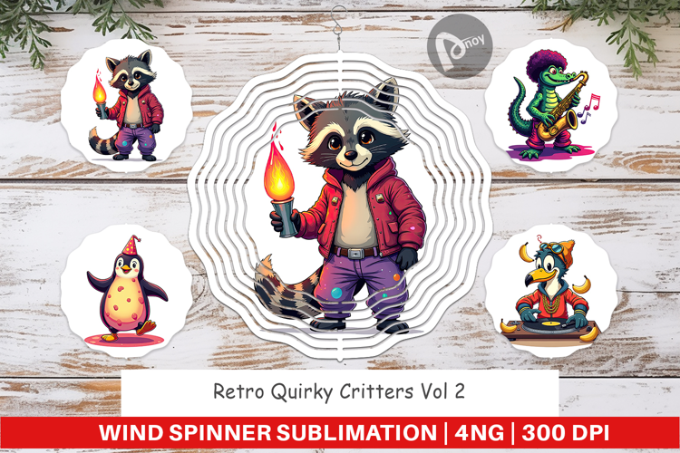 Wind Spinner Retro Quirky Critters