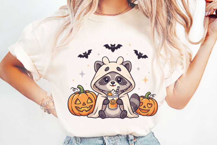 Retro Raccoon Ghost Sublimation example image 1
