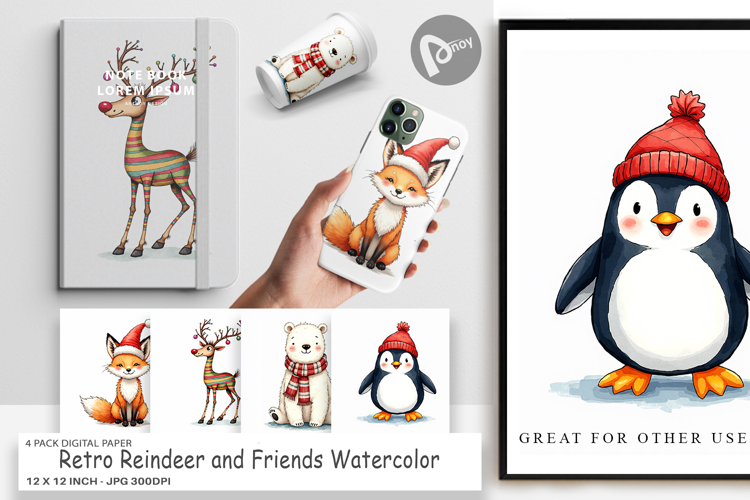 Reindeer and Friends Digital Paper