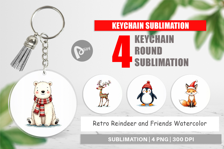 Reindeer and Friends Keychain