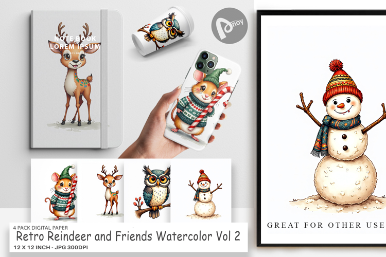Reindeer and Friends Digital Paper