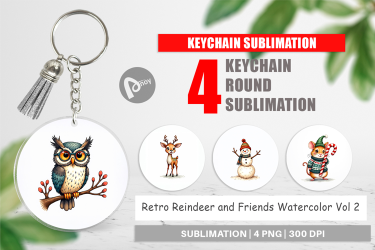 Reindeer and Friends Keychain