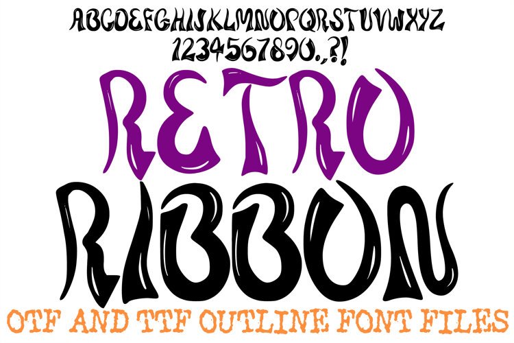 Retro Ribbon ABC Font Hand Drawn Letters Alphabet OTF TTF
