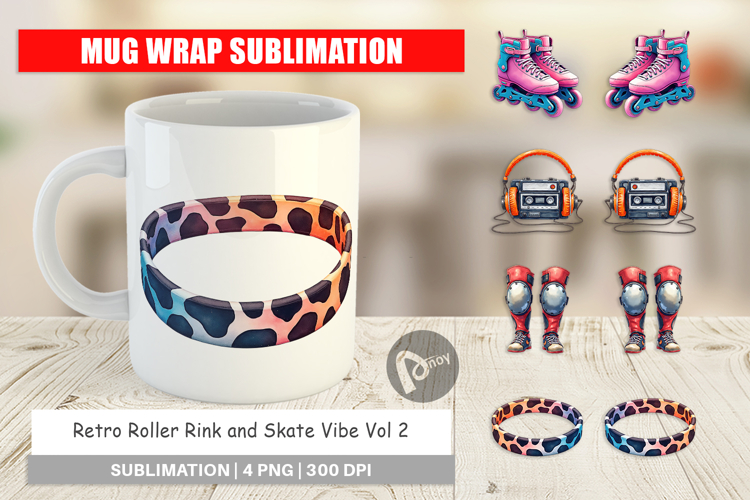 Retro Roller Rink Skate Mug Wrap