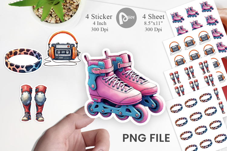 Retro Roller Rink Skate Sticker