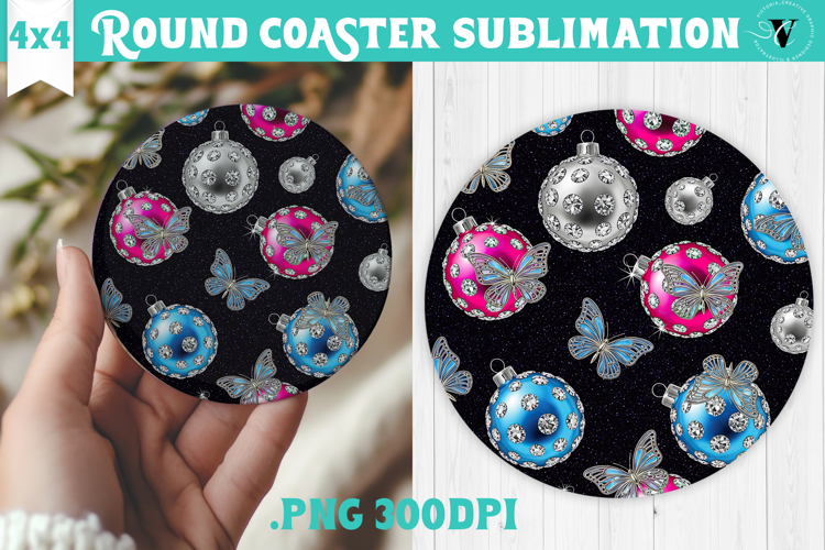 Vintage vibe Round Coaster | Y2K glamorous christmas