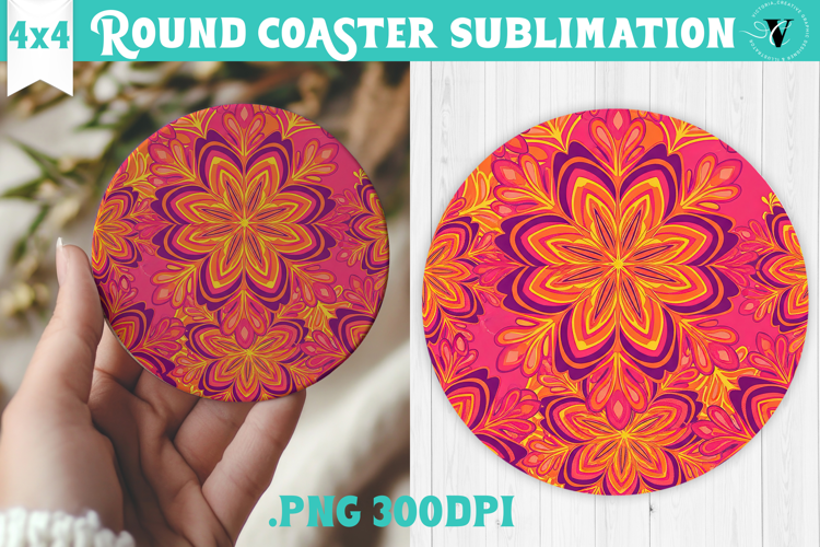 Vintage vibe Round Coaster | Retro psychedelic pattern