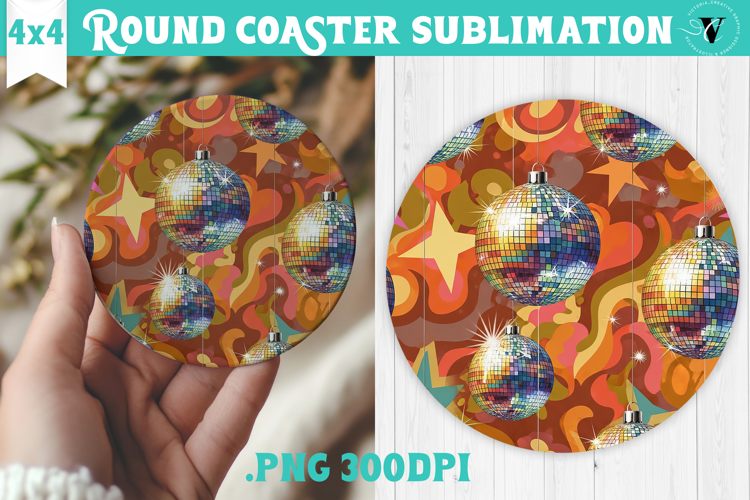 Vintage vibe Round Coaster | Retro psychedelic pattern
