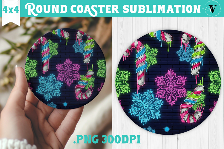 Vintage vibe Round Coaster | 90s graffiti style christmas