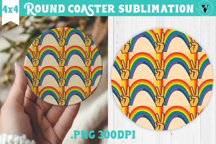 Vintage vibe Round Coaster | Retro psychedelic pattern
