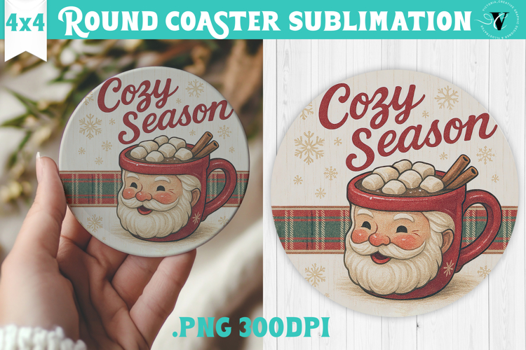 Retro Christmas Round Coasters | Christmas quotes