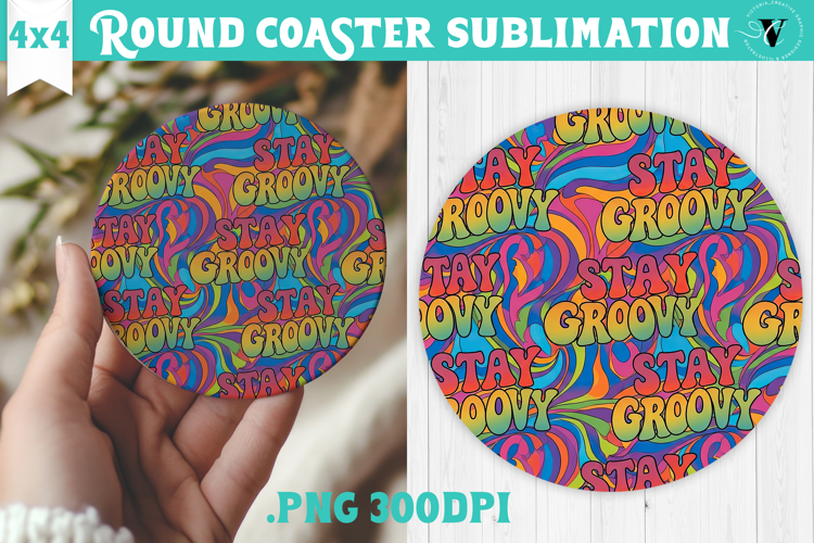 Vintage vibe Round Coaster | Retro psychedelic pattern