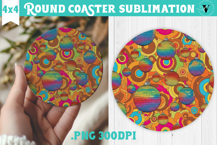 Vintage vibe Round Coaster | Retro psychedelic pattern