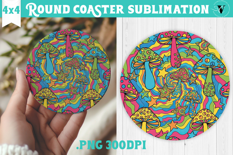 Vintage vibe Round Coaster | Retro psychedelic pattern