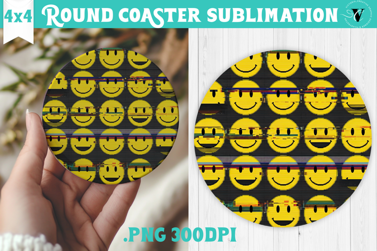 Vintage vibe Round Coaster | Retro psychedelic pattern