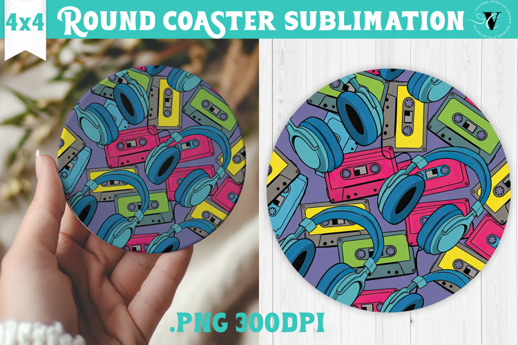 Vintage vibe Round Coaster | Retro psychedelic pattern