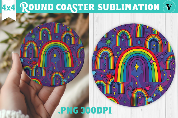 Vintage vibe Round Coaster | Retro psychedelic pattern